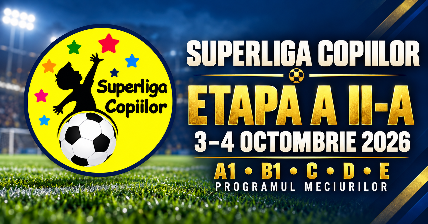 Superliga Copiilor – etapa a II-a, 3–4 octombrie 2026, program A1, B1, C, D și E