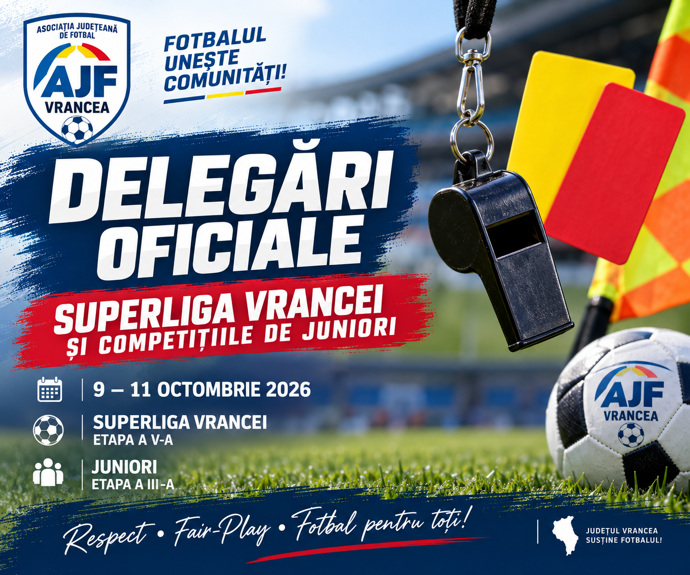 AJF Vrancea – delegări oficiale, 9–11 octombrie 2026, Superliga Vrancei și competițiile de juniori